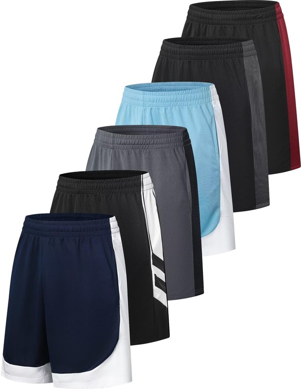 OYGSieg 6 Pack Mens Mesh Athletic Basketball Shorts Gym XX-Large, Seta