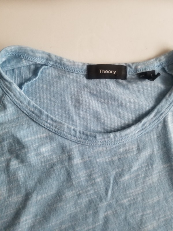 Theory Men’s Dustyn-Ocean Slub Two-Tone Tee in Blue Combo Size XXL