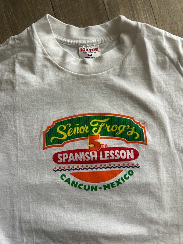 Vintage 90s Senor frogs Spanish lessons tee mens Large USA Made Mexico Cancun