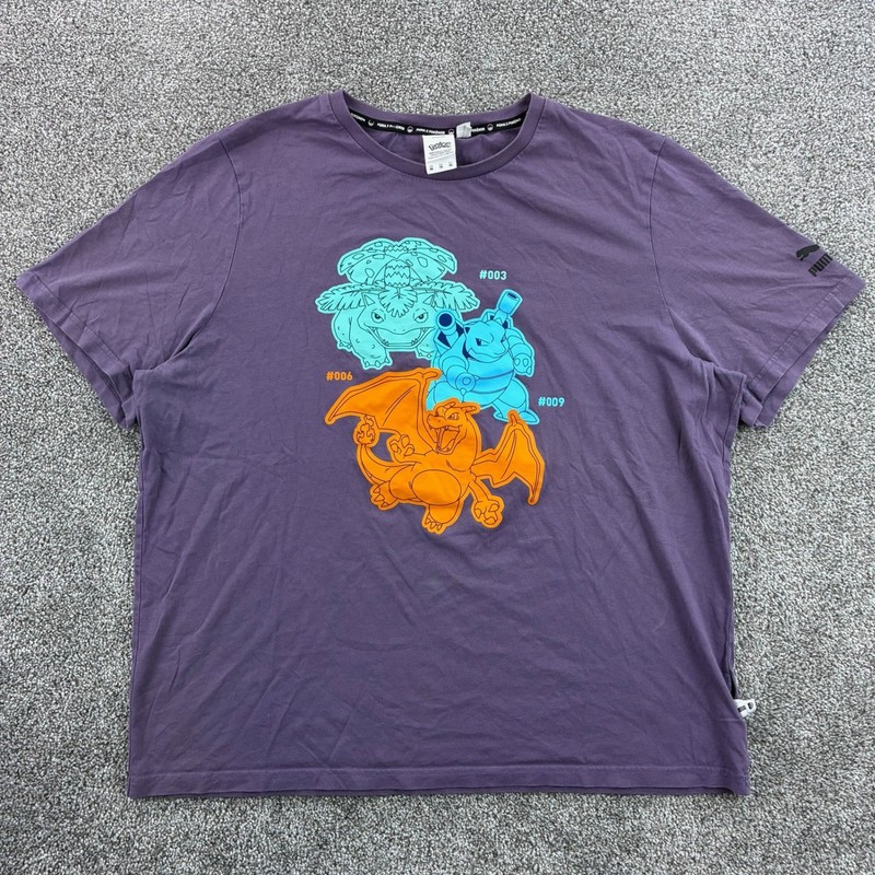 Puma Pokemon Shirt Mens 2XL Purple Charizard Blastoise Venusaur Gen 1 Starters