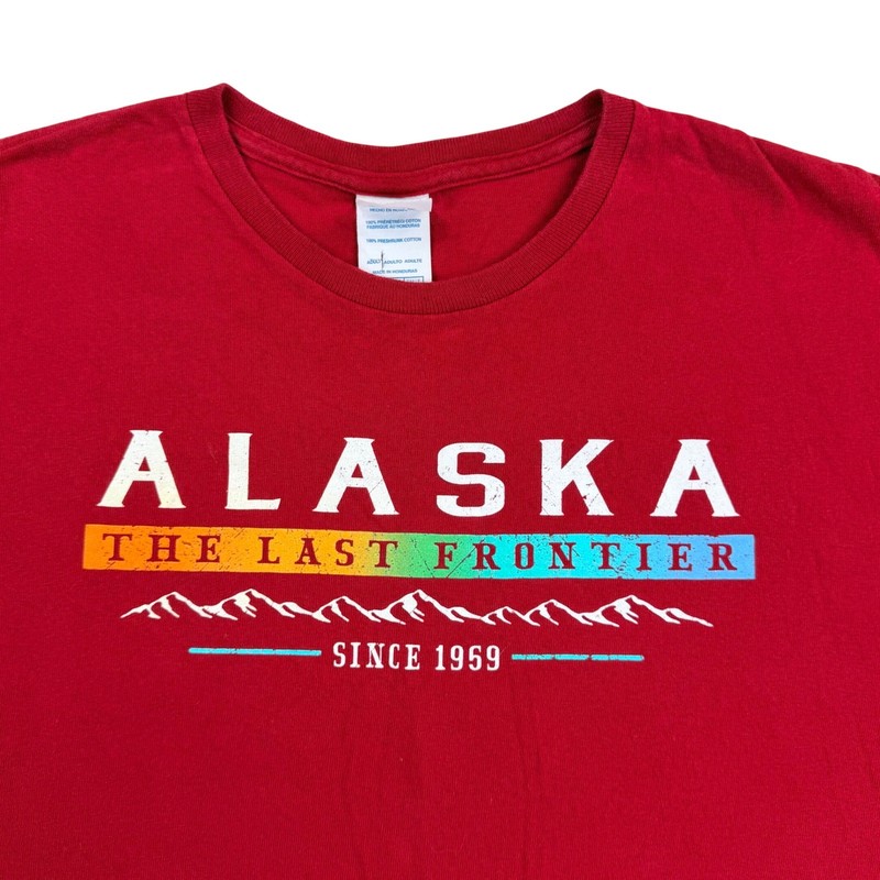 Vintage Alaska Shirt Men Large Red Cotton Delta Pro Weight The Last Frontier