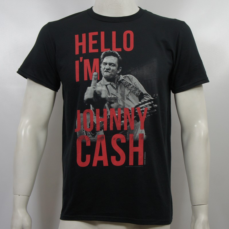 Authentic JOHNNY CASH Hello I’m Johnny Cash Finger Bird T-Shirt S M L XL 2XL NEW