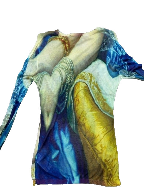 Desigual Womens Blouse Blue Dragon Print Long Sleeve Size XL