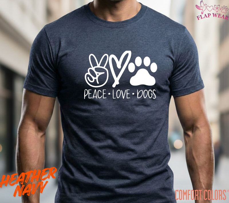 Unisex Peace Love Dogs Printed T SHIRT,T shirt women,T shirt men,T shirt vintage gallery