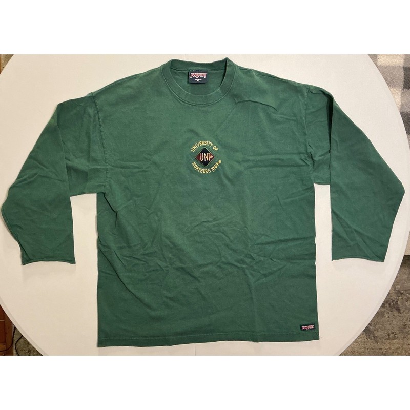 VTG USA Made Jansport University Northern Iowa Longsleeve Shirt XL Green Grunge