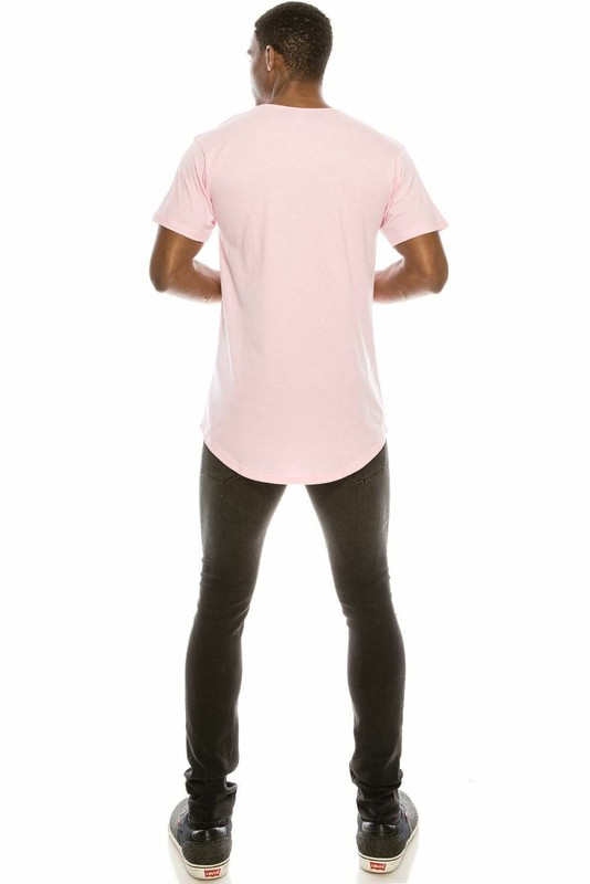 Pink Casual Extended Drop Cut Extra Longline Crewneck T-Shirt (Baby Pink) gallery