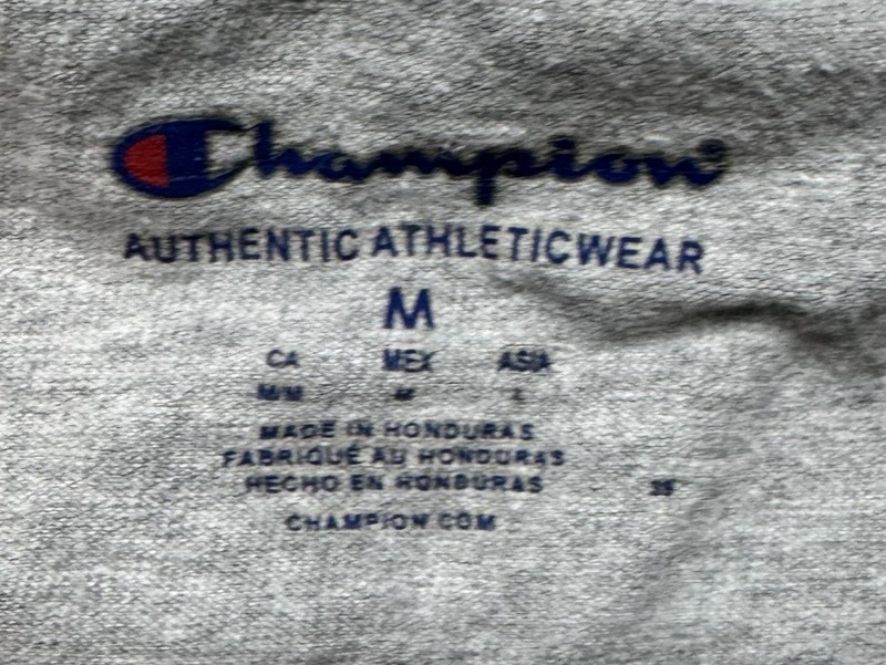 Champion Men's Gray Logo Graphic Print T-Shirt Crew Neck Short Sleeve Size M gallery