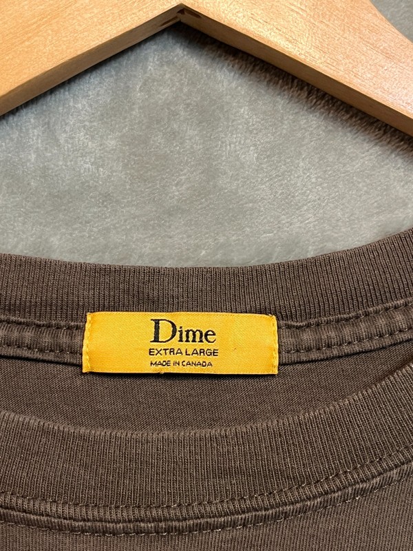 Dime Classic Streetwear T-Shirt Embroidered Logo Extra Large Brown Relaxed Fit gallery