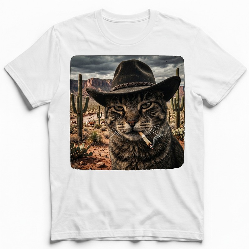 Cowboy Cat Cowboy Hat T-Shirt Western Outlaw Smoking Desert Tee gallery