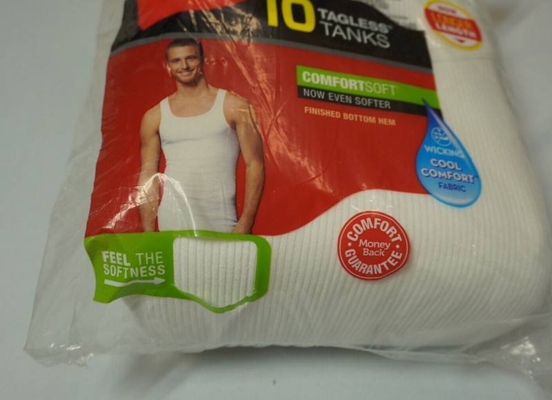 Men's Hanes 10 Tagless Tanks T-Shirt - White Longer Length gallery