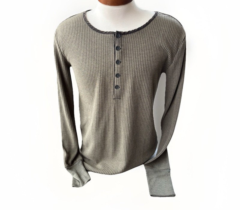 Venor Mens Thermal Knit Henley Size L Green NWT Soft Shirt Long Sleeve Stretch