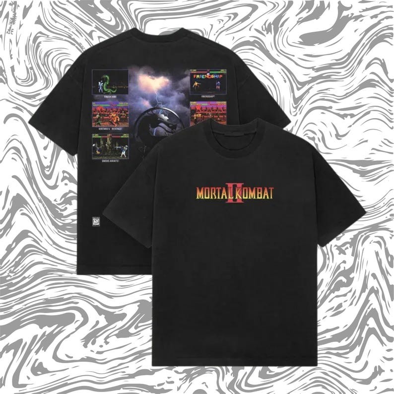 Mortal Kombat II Heavyweight T-Shirt – Retro Arcade Game Tee, Vintage MK2 Graphi