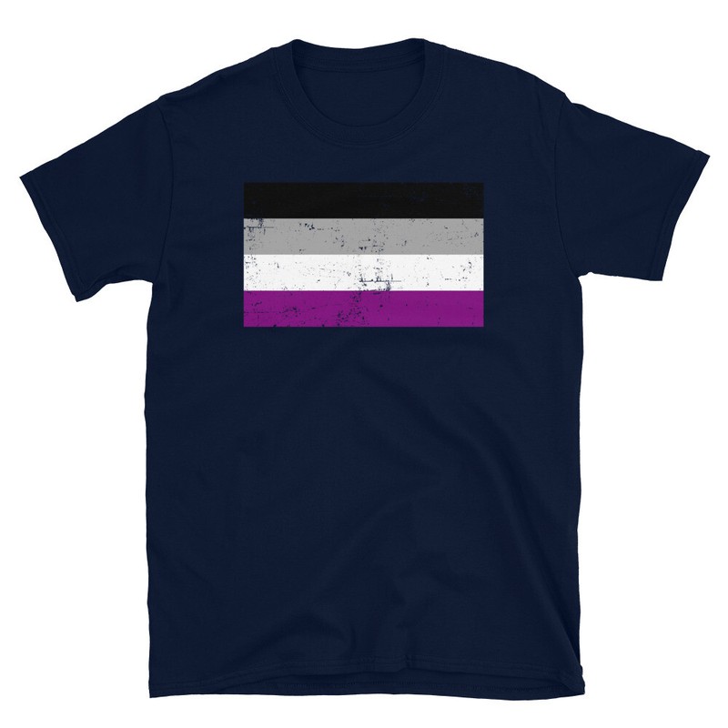 LGBTQ Gay Pride Distressed Asexual Flag Asexuality Short-Sleeve Unisex T-Shirt