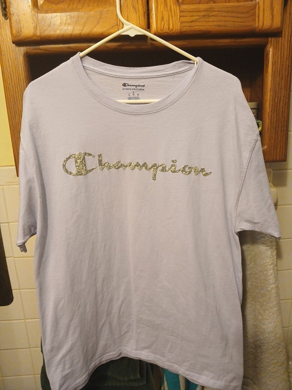 Champion L Large Crew Neck Short Sleeve Light Purple T-Shirt Cool Slate