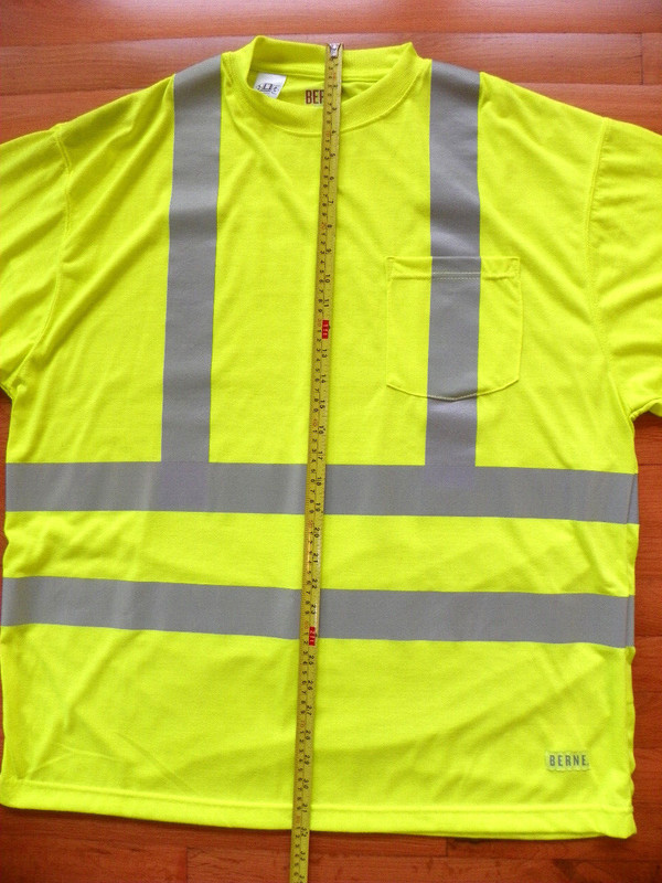 NWOT BERNE Safety Shirt Class 3 Level 2 Neon Yellow Reflective Stripe 2X gallery