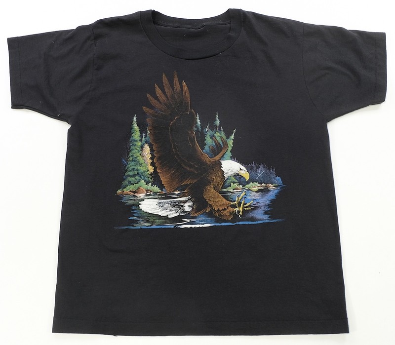 Rare Vintage Bald Eagle Nature Wildlife Graphic T Shirt 80s 90s Outdoors Black 