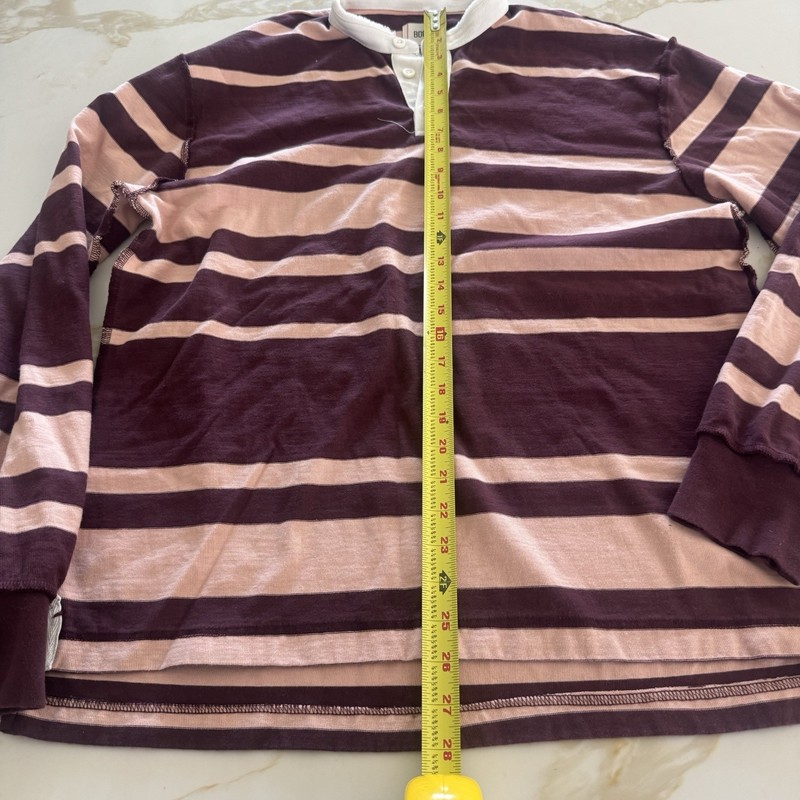 BDG Men’s T shirt Size Medium Long Sleeve Striped Knit Cotton Purple Pink White
