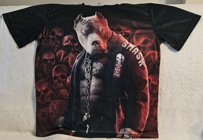 PITBULL DOG SKULL PAIN AND SACRIFICE SMASH FUNNY SKULLS T-SHIRT