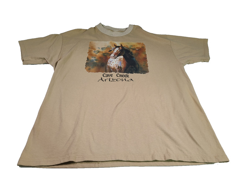 Vintage Cave Creek Arizona Shirt Mens XL Brown Native American Horses 90s