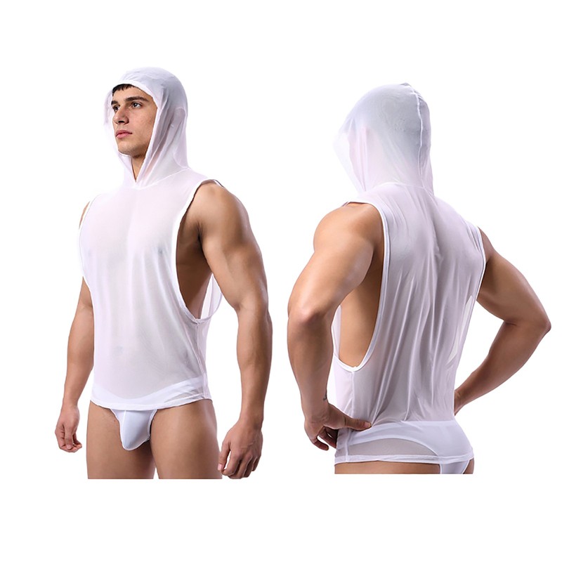 Men’s Shirts Mesh Tank Top Daily Wear T-Shirt Workout Undershirts Button Blouse