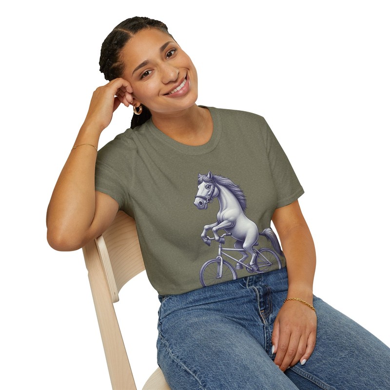 Funny Horse Riding Bicycle Tee, Equestrian Shirt, Horse Lover Gift, Cycling
