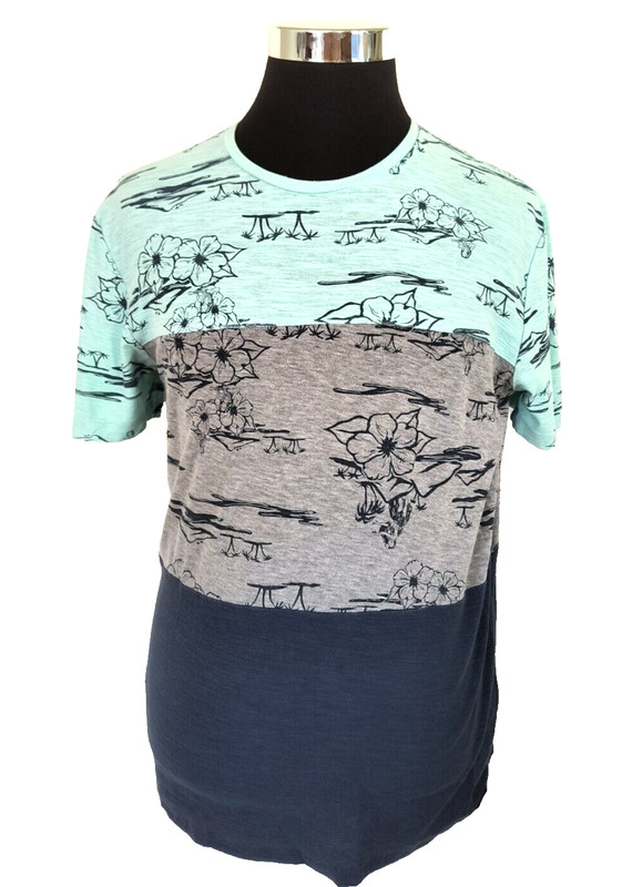 Ocean Current Tee Shirt Men’s Size L Blue Gray Green Crew Neck Cotton Blend