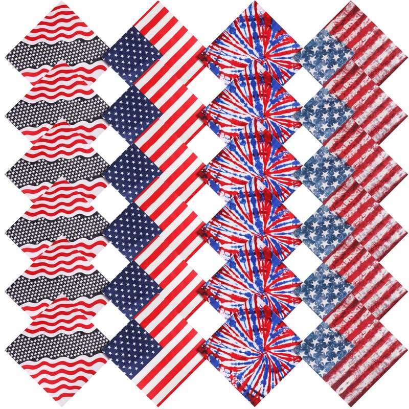 Flag Bandana Handkerchief Patriotic Head Bandannas Tie Dye Wrap Wristband