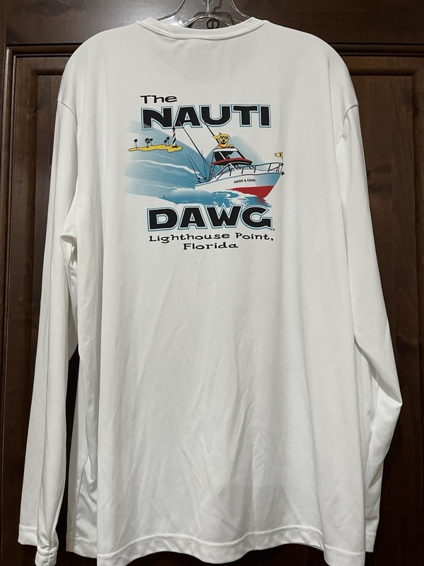 Nauti Dawg Mens XL Shirt Long Sleeve Marina SportTek Lighthouse Florida Coastal