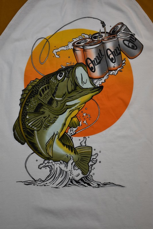 Omit Mens Fishing & Beer Graphic Raglan Shirt NWT L gallery