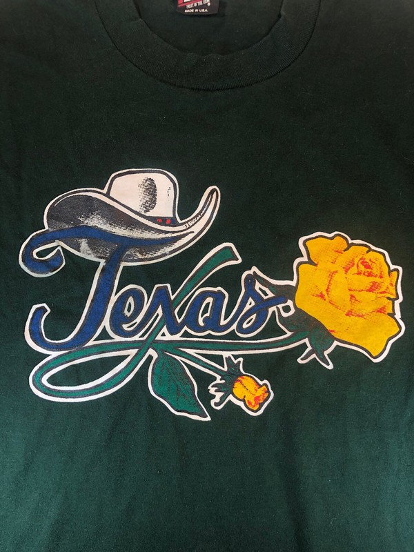 Vintage Texas Shirt Mens Green Large Single Stitch Made In USA *see description gallery