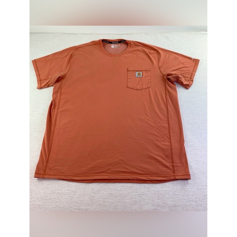 Carhartt men’s Short-Sleeve Pocket relaxed force Tee in orange crew neck size XL
