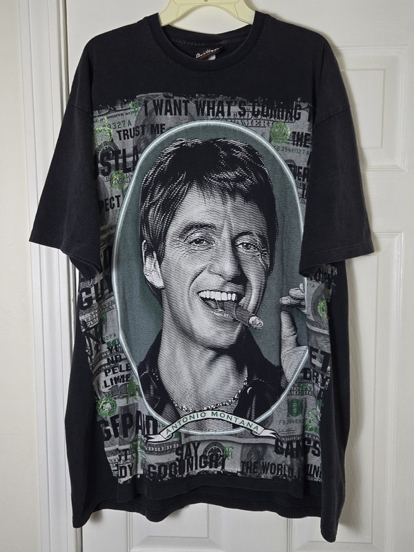 Rare Vintage 90s Scarface Tony Montana T-shirt Men’s Size XL Big Head Money