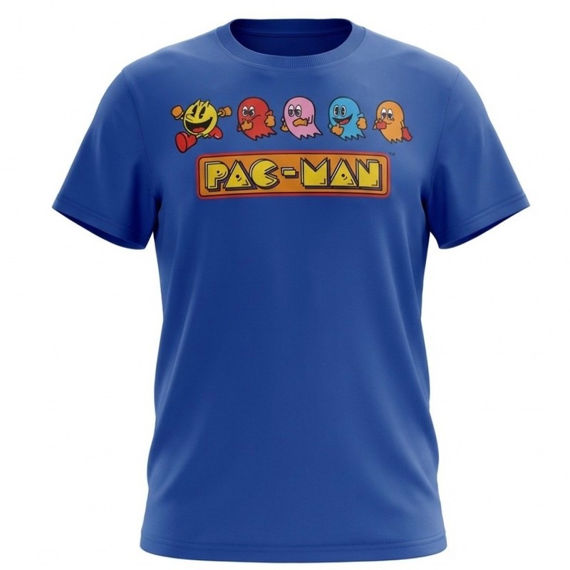 C-LIFE GROUP PacMan Graphic T-Shirt Tee Men XL Cobalt Blue Crew Neck Video Games