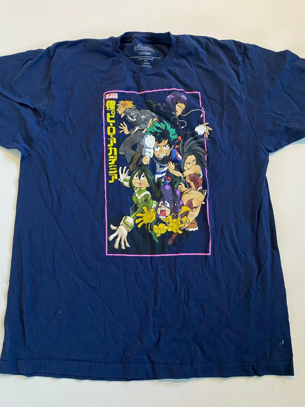 My Hero Academia Shirt Men’s Large Navy Blue Characters Tee