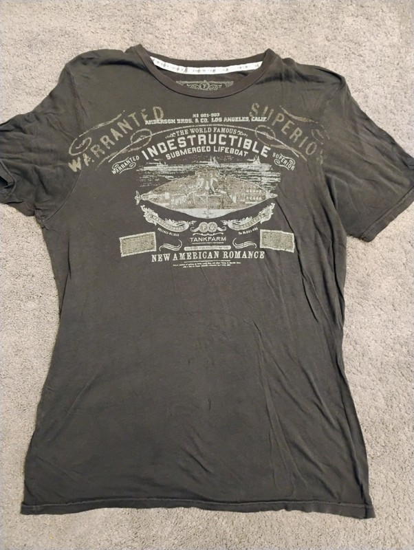 Y2K Vintage Tankfarm Men's L Gray Tissue Thin Thrashed T-shirt Double Stitched gallery