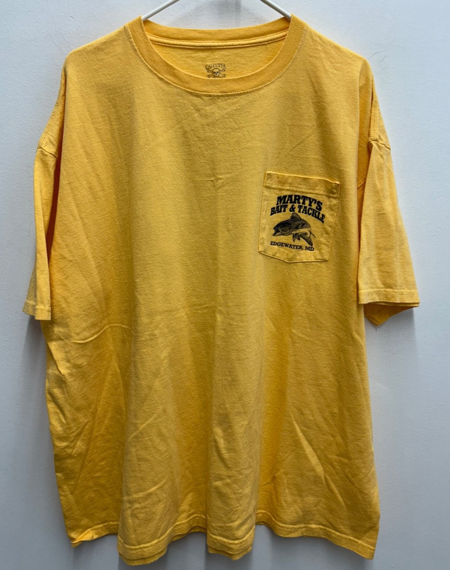 Marty’s Bait & Tackle Edgewater MD Mens 3XL Cotton Graphic T-Shirt Yellow 2003