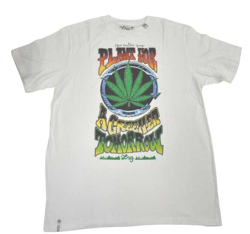 Lifted Research Group LRG Mens Plant For A Greener Tomorrow Weed White Shirt NWT gallery