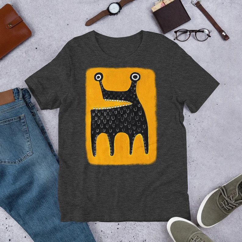 Straight Cut Monster Folk Art Comfort Tee Creature Unique Design gallery