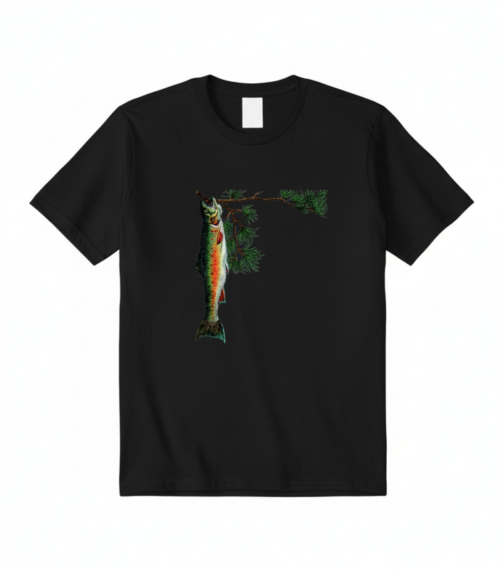 Trout Fishing T-Shirt Forest Nature Angler Fly Fishing Outdoor Graphic Tee