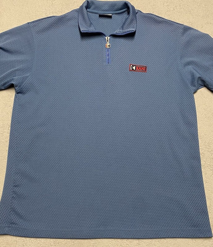 Kani Shirt Mens XL Blue Mesh Sport Jersey 1/4 Zip Logo Hip Hop 90s Retro gallery