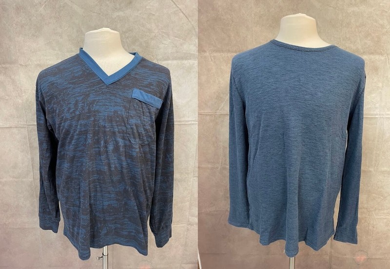 Lot of 2 Men’s Long Sleeve T-Shirt Blue Size L: 1 pcs Tonny Hilfiger, 1 pcs Gap
