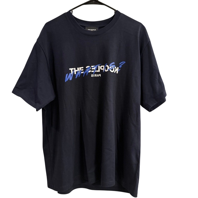 The Kooples Mens Navy Blue What Is Graphic Logo T-Shirt XL NWT