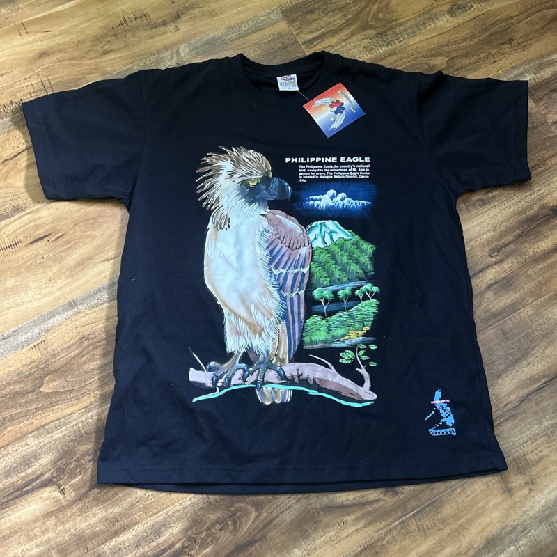 Philippine Eagle Shirt Hand Printed dibuho Short Sleeve T-Shirt Sz XL black