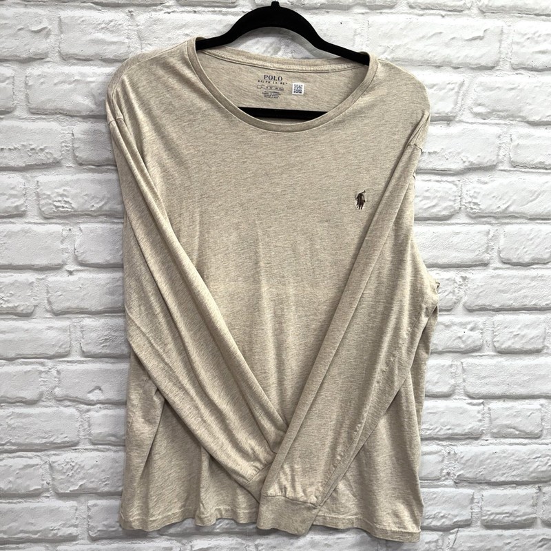 Polo Ralph Lauren Mens XL Classic-Fit Jersey Long-Sleeve T-Shirt Khaki Pony Logo gallery