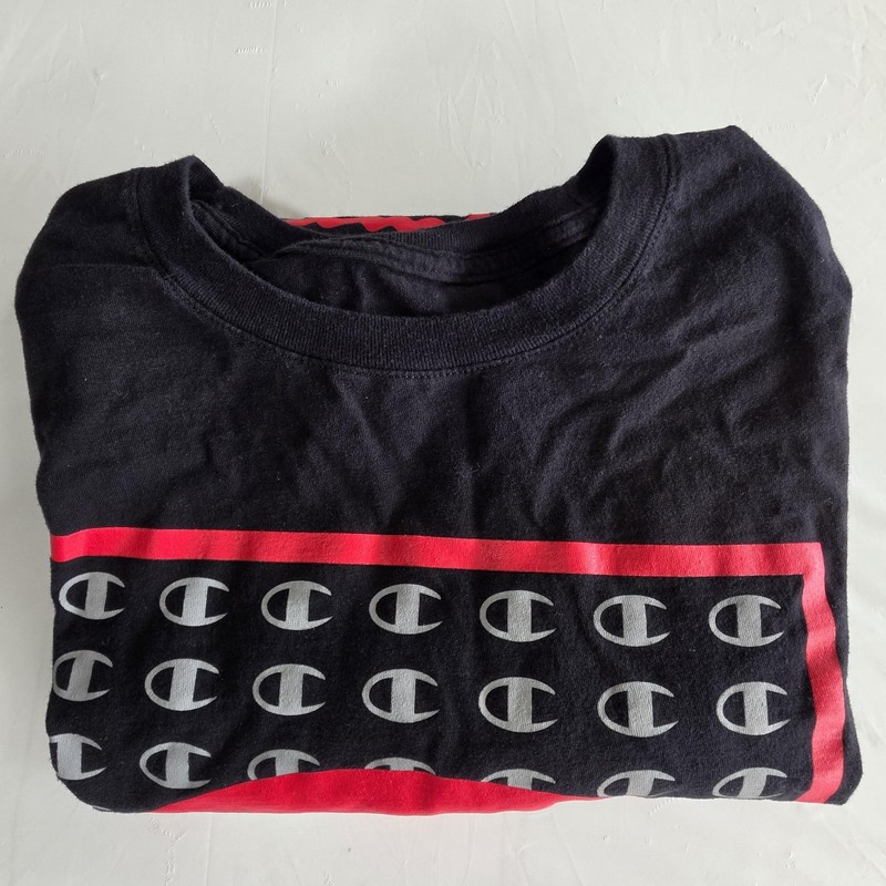 Champion Shirt Mens Large Black Big C Logo Box Graphic Tee Athletic Sports gallery