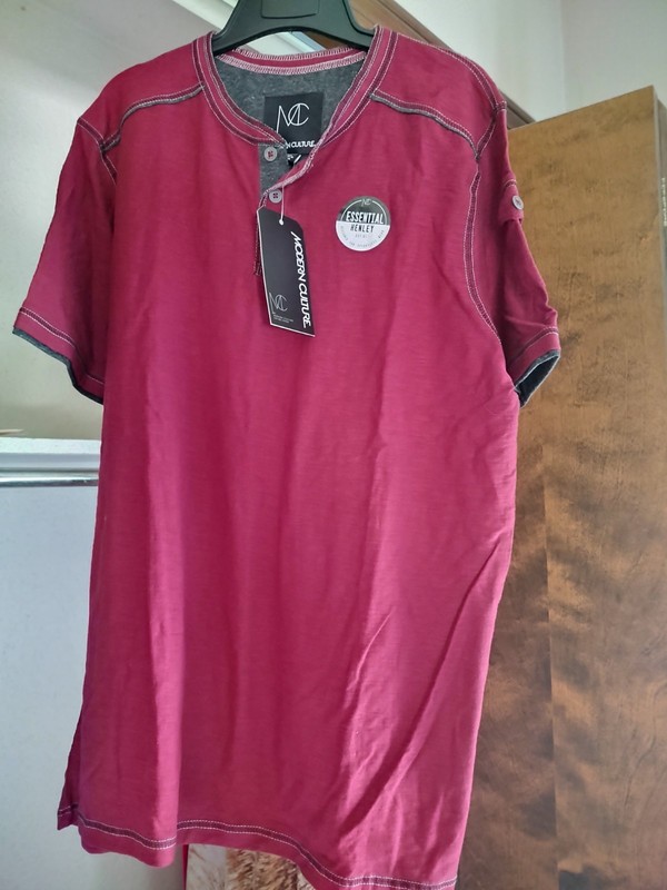 NWT Modern Culture Club 80’s Burgundy Short Sleeve Henley Size XL