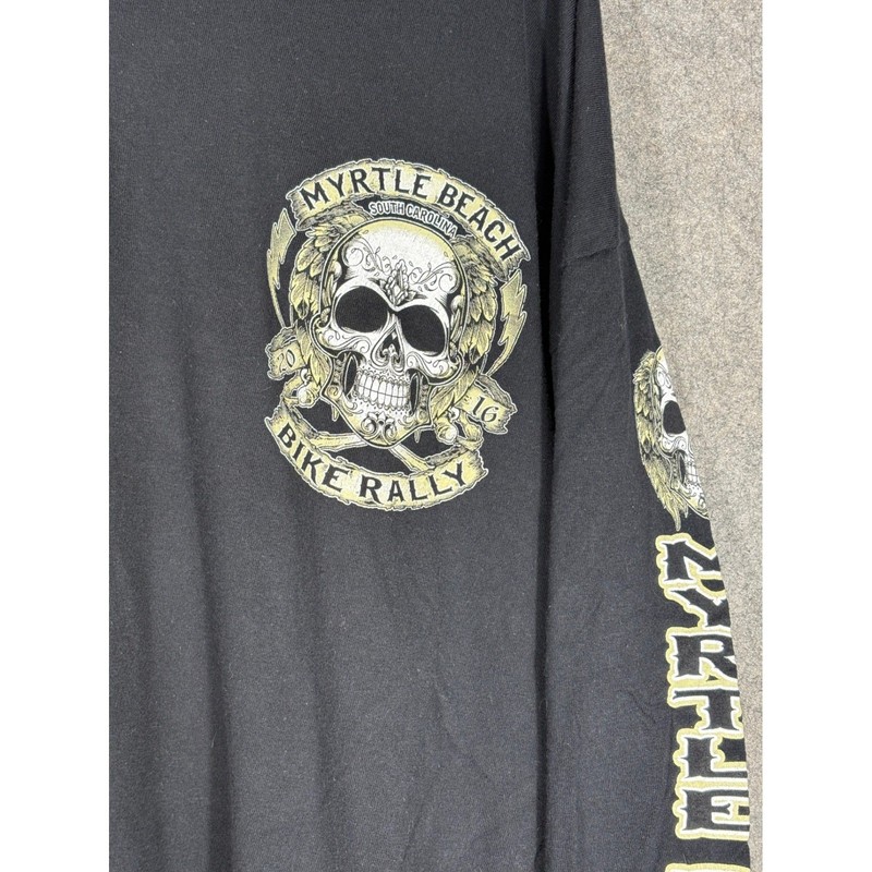 Keya Myrtle Beach Bike Rally 2016 Skull Long Sleeve T-Shirt Mens 2XL Black SC gallery