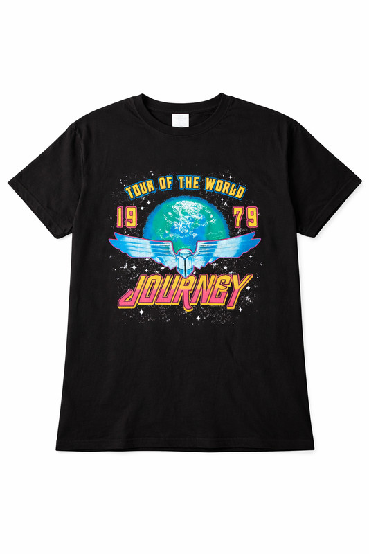 Journey Tour of the World 1979 Graphic T-Shirt Mens Size L Black Band Rock Tee V