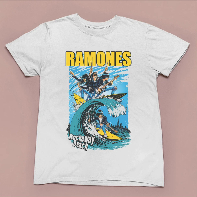 Ramones Rockaway Beach T-shirt, Unisex White T-shirt, Size S-5XL