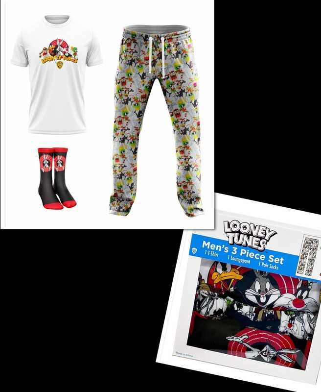 WB LOONEY TUNES 3 PIECE MEN’S SET (T-shirt, Loungepant & 1 pair socks) SZ XL